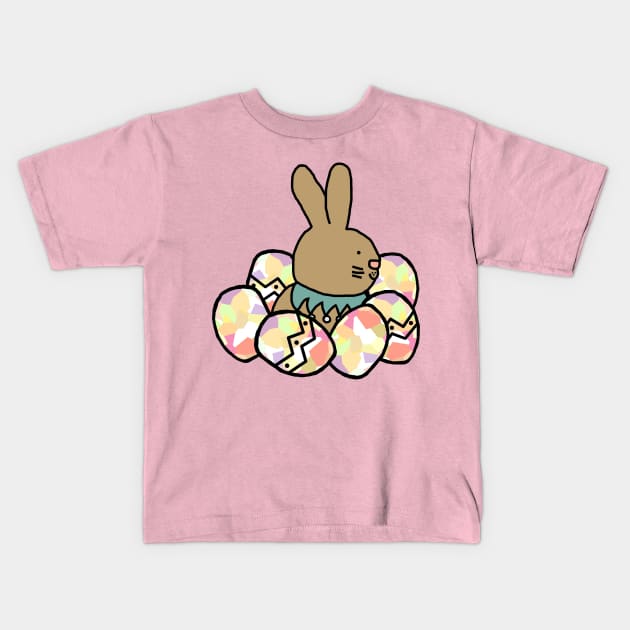 Easter Bunny with All of the Easter Eggs Kids T-Shirt by ellenhenryart